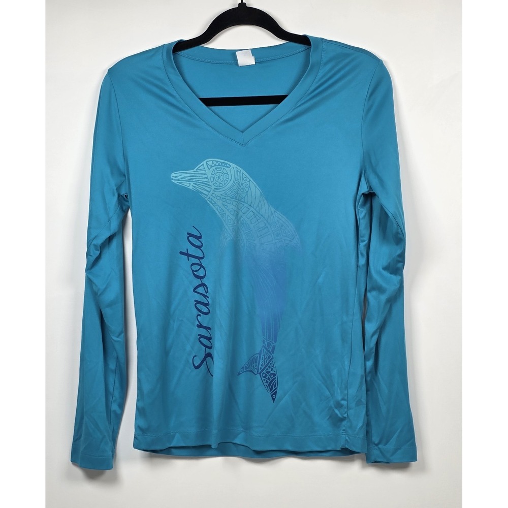 Sport-Tek Long Sleeved Women's Dolphin Graphic Sarasota Pullover Top Small